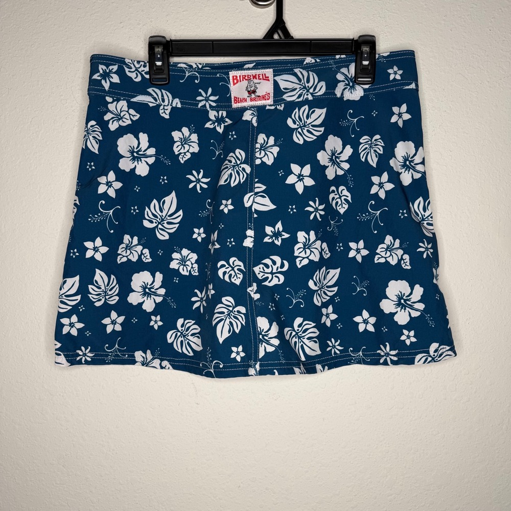 VTG Birdwell Beach Britches Blue Floral Swim Skirt Women's Sz L Made in USA - Picture 7 of 9